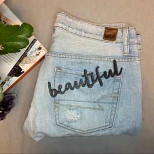 Boyfriend Distressed Light Wash Ripped Denim Jeans